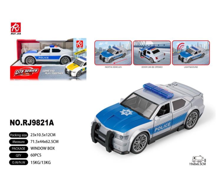 1: 20 Sound and Light Inertial Police Car